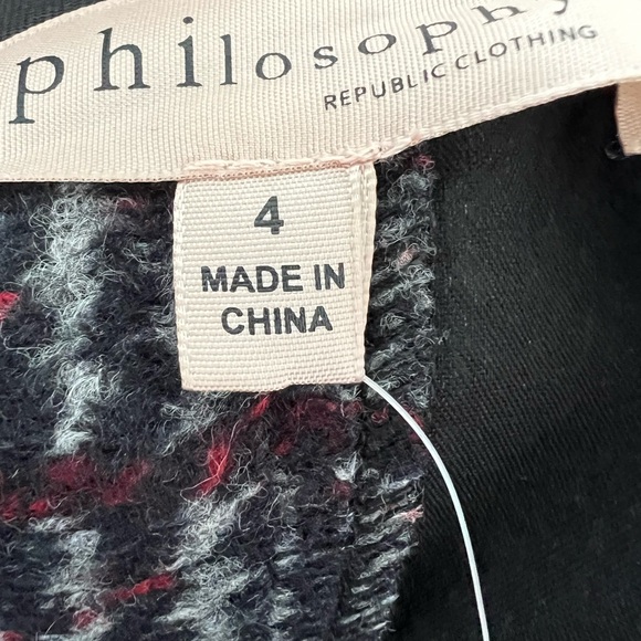 Philosophy Wool Plaid Midi Skirt Red Flower Appliqués - Picture 10 of 10